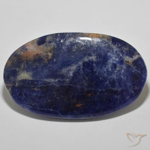 52.14ct Natural Azul oscuro sodalita, Ovalada, Opaco, Photo A