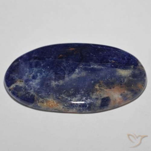 Sodalita Azul oscuro natural de 52.14 ct, Ovalada, Opaco