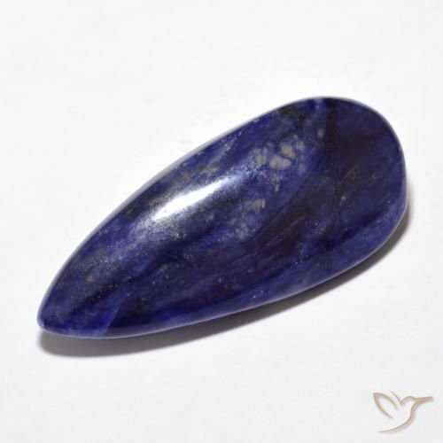 Sodalita Azul negruzco natural de 12.74 ct, En forma de pera, Opaco