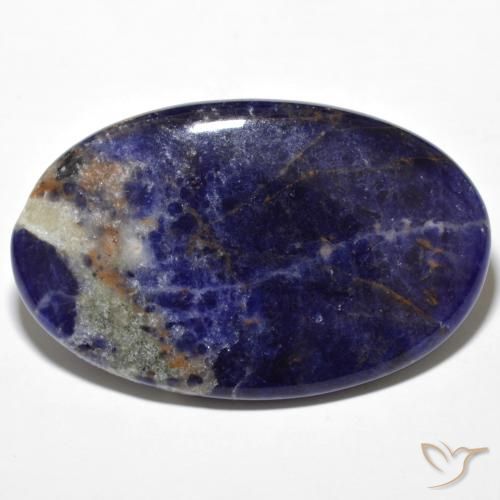 31.93ct Natural Azul oscuro sodalita, Ovalada, Opaco, Photo A