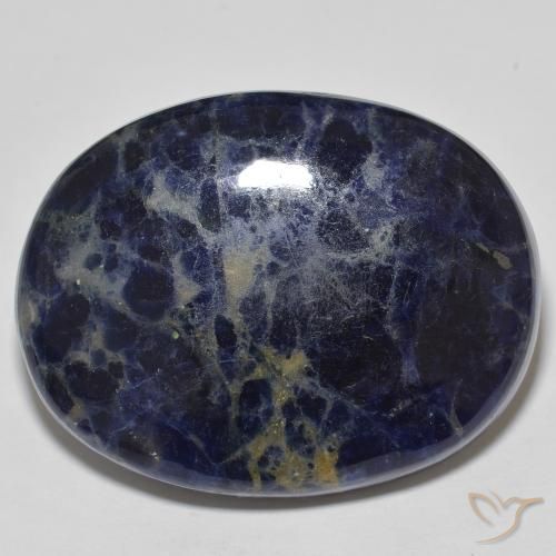 75.73ct Natural Azul oscuro sodalita, Ovalada, Opaco, Photo A
