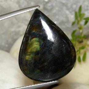 Espectrolita Multicolor natural de 11.71 ct, En forma de pera, Opaco