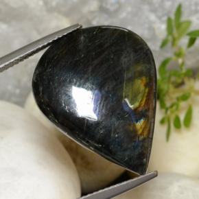 Espectrolita Multicolor natural de 11.71 ct, En forma de pera, Opaco