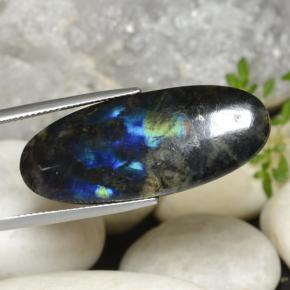 Espectrolita multicolor natural de 15,38 ct, corte óvalo, opaco