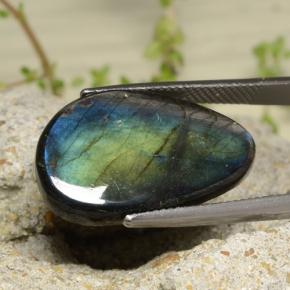 Espectrolita multicolor natural de 11,39 ct, forma elegante, opaco