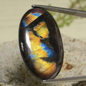 Espectrolita multicolor natural de 18,04 ct, corte óvalo, opaco