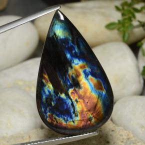 Espectrolita multicolor natural de 17,74 ct, en forma de pera, opaco