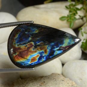 Espectrolita multicolor natural de 17,74 ct, en forma de pera, opaco