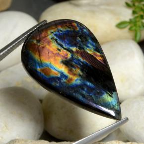 Espectrolita multicolor natural de 17,74 ct, en forma de pera, opaco