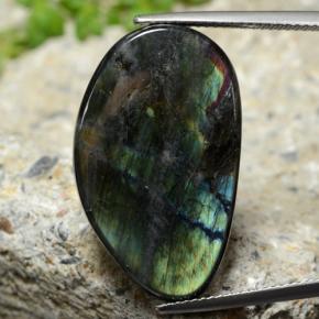 Espectrolita multicolor natural de 14,77 ct, forma elegante, opaco