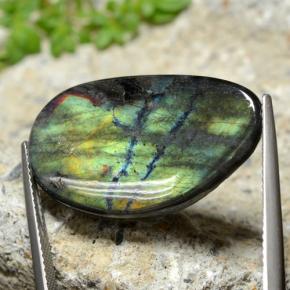 Espectrolita multicolor natural de 14,77 ct, forma elegante, opaco