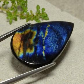 Espectrolita Multicolor natural de 25.36 ct, En forma de pera, Opaco