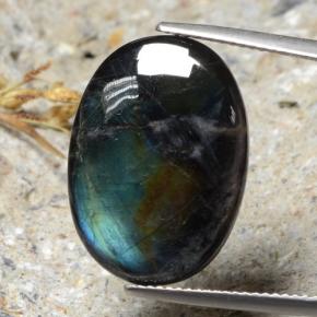 Espectrolita multicolor natural de 9,95 ct, corte óvalo, opaco