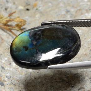 Espectrolita multicolor natural de 9,95 ct, corte óvalo, opaco