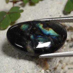 Espectrolita multicolor natural de 6,55 ct, forma elegante, opaco
