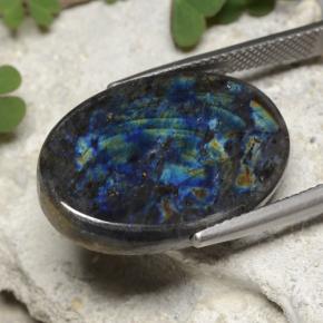 Espectrolita Multicolor natural de 13.11 ct, Corte Óvalo, Opaco