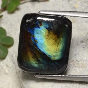Espectrolita multicolor natural de 6,88 ct, corte cojín, opaco
