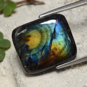 Espectrolita multicolor natural de 6,88 ct, corte cojín, opaco
