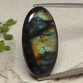 Espectrolita multicolor natural de 16,74 ct, corte óvalo, opaco