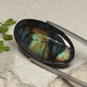 Espectrolita multicolor natural de 16,74 ct, corte óvalo, opaco