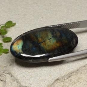 Espectrolita multicolor natural de 16,74 ct, corte óvalo, opaco