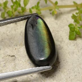 Espectrolita multicolor natural de 4,09 ct, en forma de pera, opaco