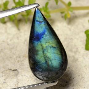 Espectrolita multicolor natural de 2,13 ct, en forma de pera, opaco