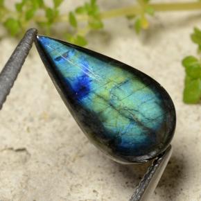 Espectrolita multicolor natural de 2,13 ct, en forma de pera, opaco