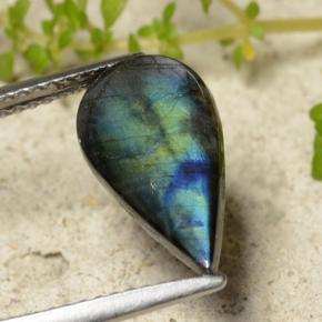 Espectrolita multicolor natural de 2,13 ct, en forma de pera, opaco