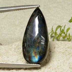 Espectrolita multicolor natural de 7,85 ct, en forma de pera, opaco