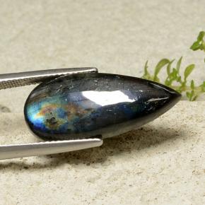 Espectrolita multicolor natural de 7,85 ct, en forma de pera, opaco