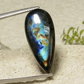 Espectrolita multicolor natural de 7,85 ct, en forma de pera, opaco