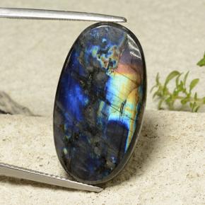 Espectrolita multicolor natural de 14,82 ct, corte óvalo, opaco