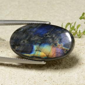 Espectrolita multicolor natural de 14,82 ct, corte óvalo, opaco