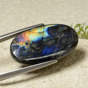 Espectrolita multicolor natural de 14,82 ct, corte óvalo, opaco
