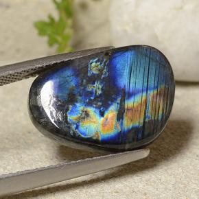 Espectrolita multicolor natural de 6,97 ct, forma elegante, opaco