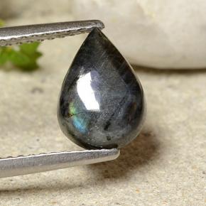 Espectrolita Multicolor natural de 1.52 ct, En forma de pera, Opaco