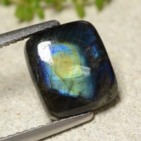 Espectrolita multicolor natural de 2,25 ct, corte cojín, opaco