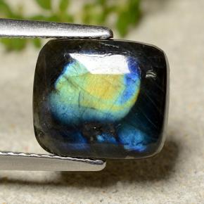 Espectrolita multicolor natural de 2,25 ct, corte cojín, opaco