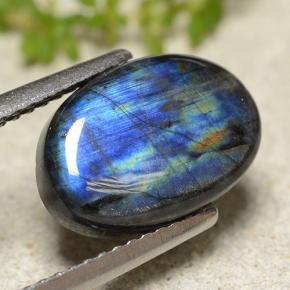 Espectrolita Multicolor natural de 2.95 ct, Corte Óvalo, Opaco