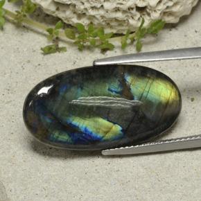 Espectrolita multicolor natural de 9,84 ct, corte óvalo, opaco