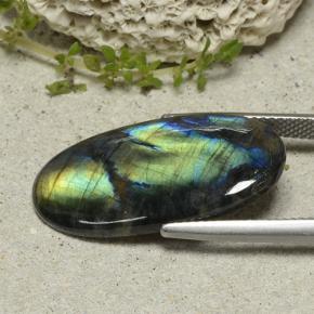 Espectrolita multicolor natural de 9,84 ct, corte óvalo, opaco