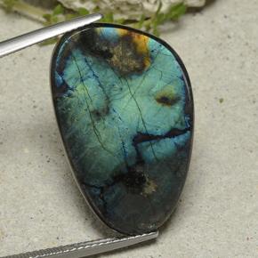 Espectrolita multicolor natural de 12,88 ct, forma elegante, opaco