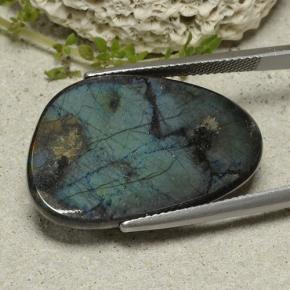 Espectrolita multicolor natural de 12,88 ct, forma elegante, opaco