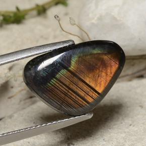Espectrolita multicolor natural de 5,66 ct, forma elegante, opaco