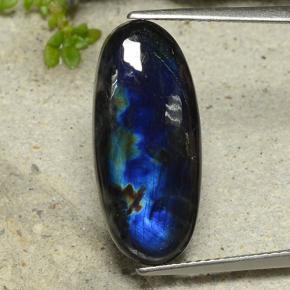 Espectrolita multicolor natural de 6,05 ct, corte óvalo, opaco