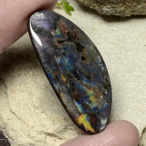 Espectrolita multicolor natural de 15,39 ct, forma elegante, opaco