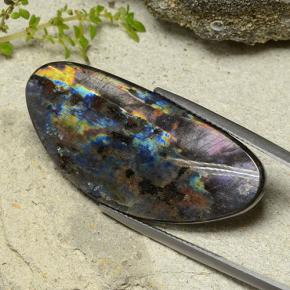 Espectrolita multicolor natural de 15,39 ct, forma elegante, opaco