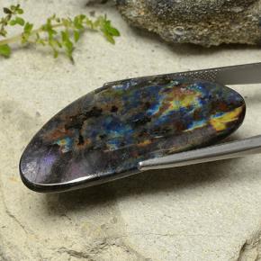 Espectrolita multicolor natural de 15,39 ct, forma elegante, opaco
