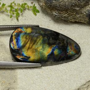 Espectrolita Multicolor natural de 19.61 ct, En forma de pera, Opaco